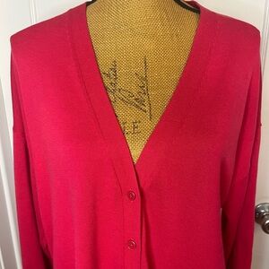 Talbots Cotton Blend Knit Cardigan Sweater Fuchsia Pink Size XL
